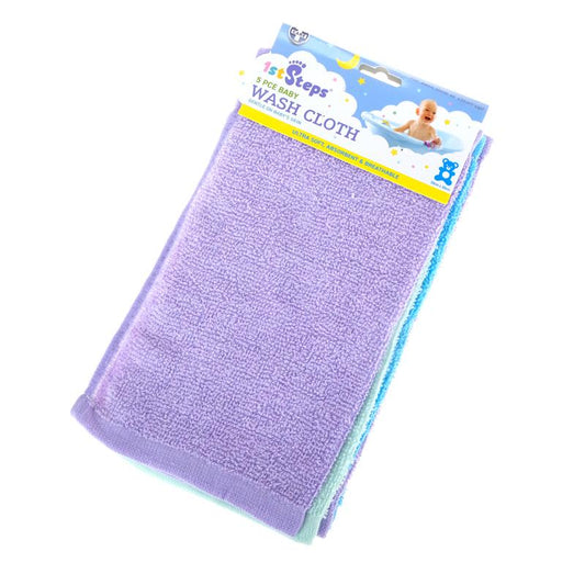 Baby Wash Cloth 5 Pack 3 Colours