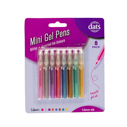 Mini Gel Pens 8 Pack Mixed Colours