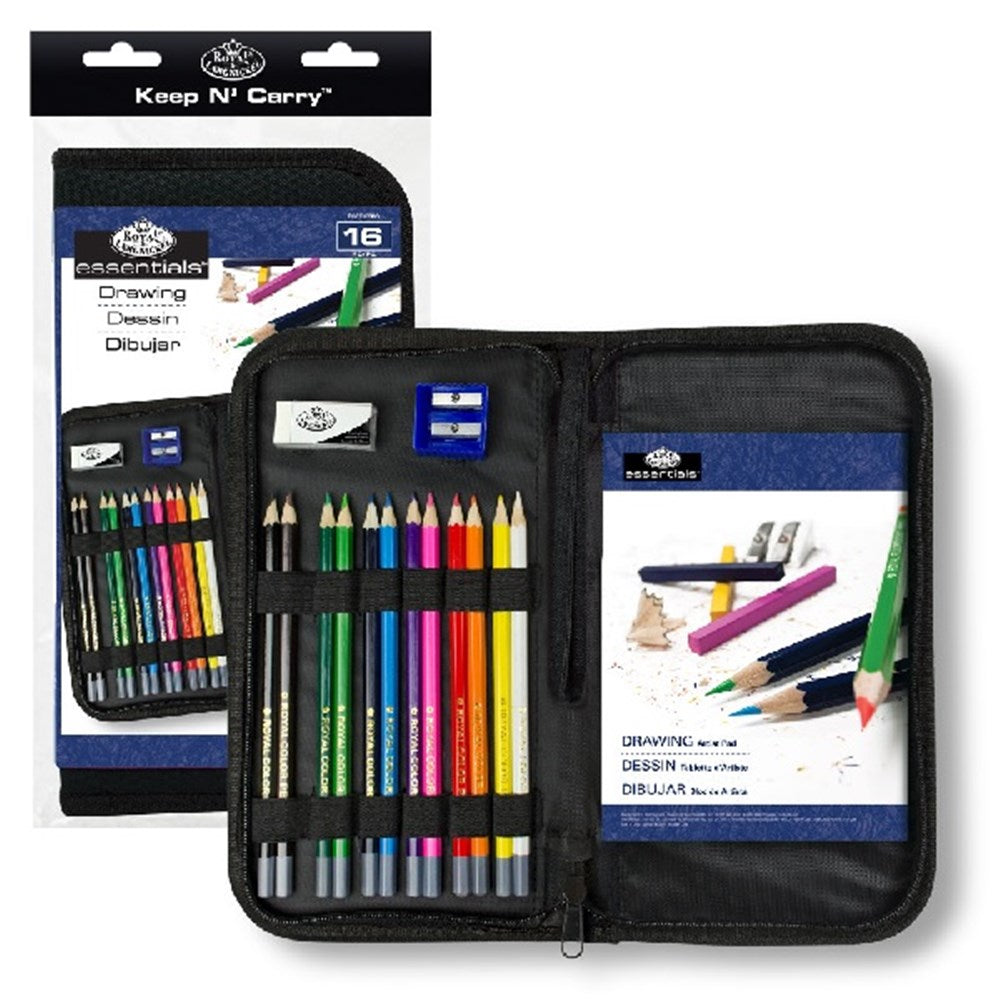 Coloured Pencils and Accessories in Black Carry Case Fun Stationary