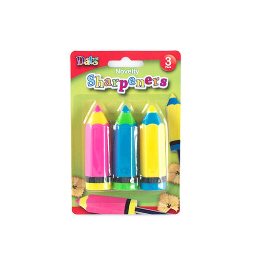 Novelty Crayon Shape Pencil Sharpeners 3 Pack Stationary Essential