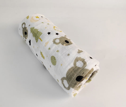 Grey Koala Muslin Blanket – Soft & Breathable Baby Swaddle Wrap