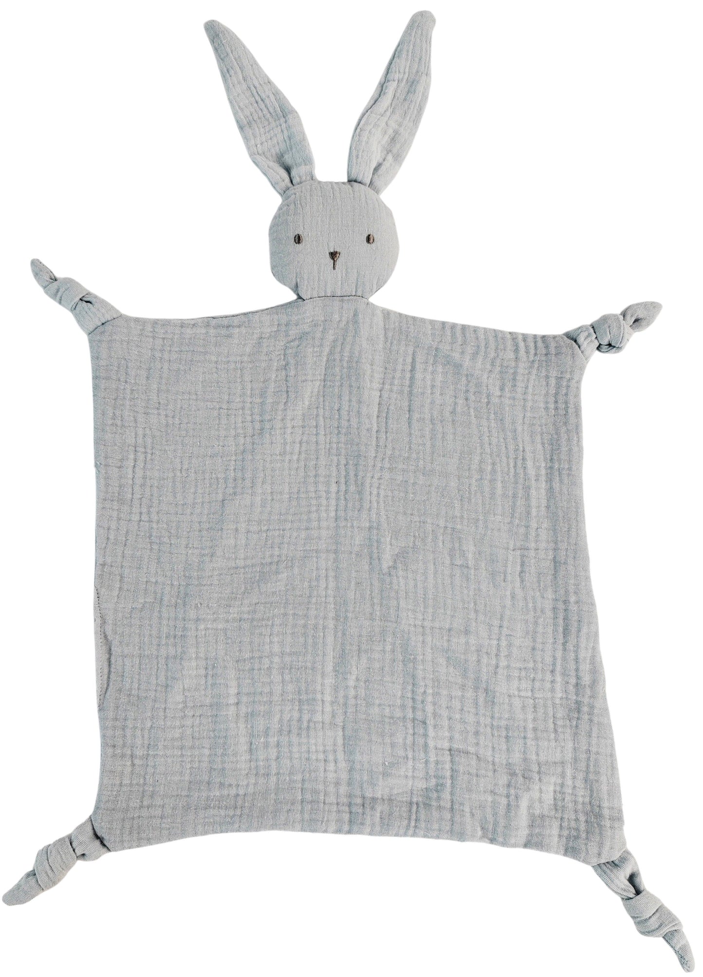 Steel Blue Bunny Muslin Comforter – Soothing Baby Security Blanket