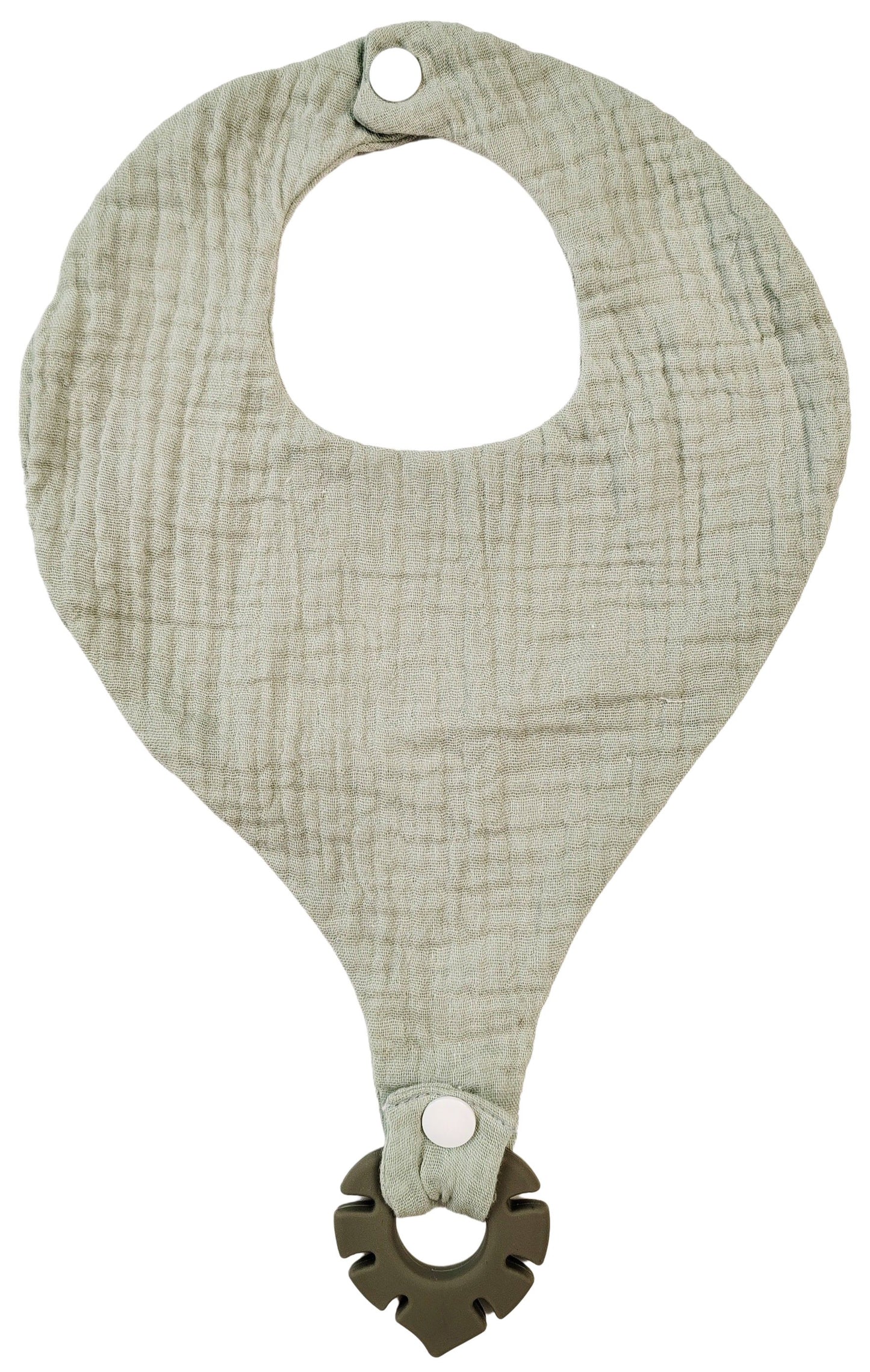 Sage Cotton Bib with Teether – Absorbent & Soothing Baby Essential