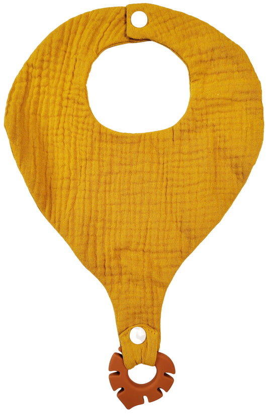 Mustard Cotton Bib with Teether – Mess-Free & Gentle Baby Drool Bib